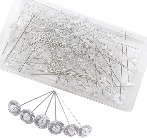 100 alfileres de ramillete para ramilletes de flores con diamantes de imitación, alfileres de cabeza recta para bodas, acolchados, joyas y