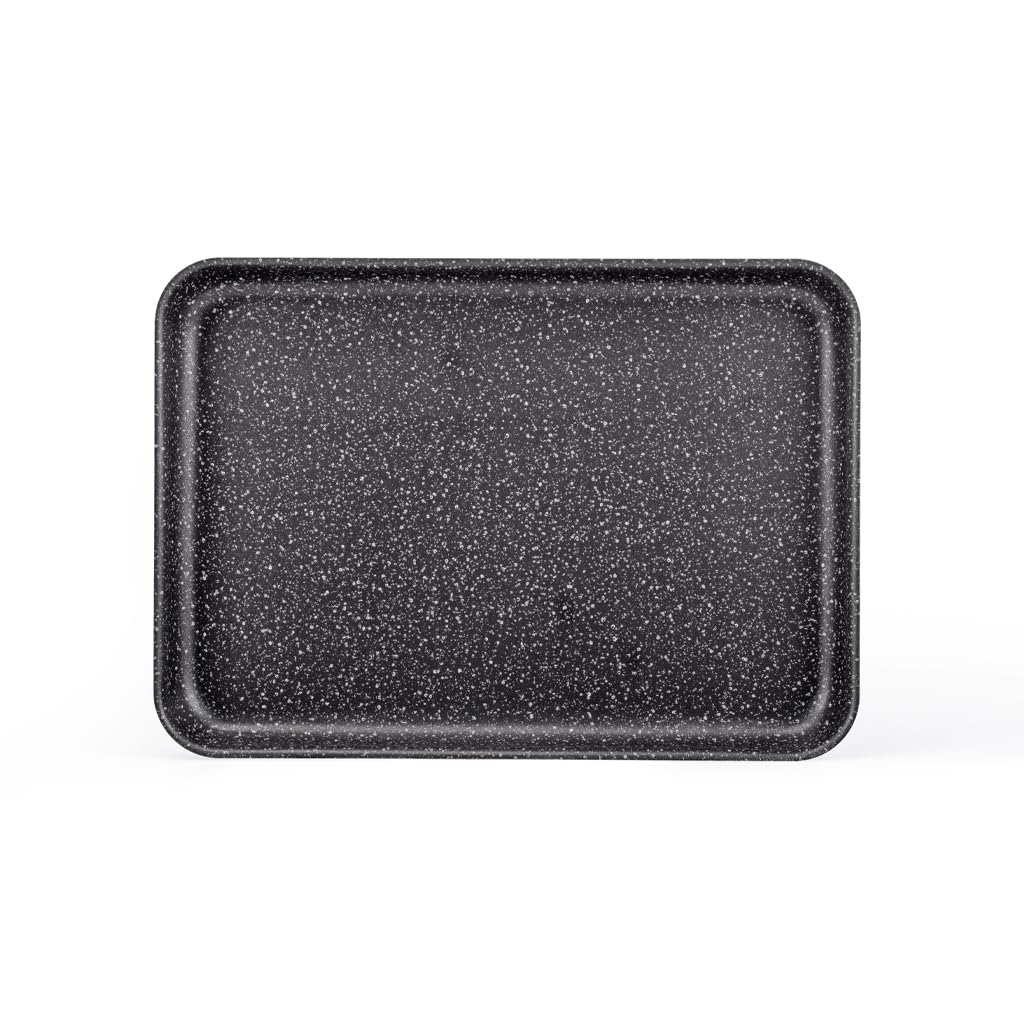 ALLUFLON Tradition Italia Plat à pâtisserie basse antiadhésif 40 x 28 cm, aluminium, 100% fabriqué en Italie, Gris