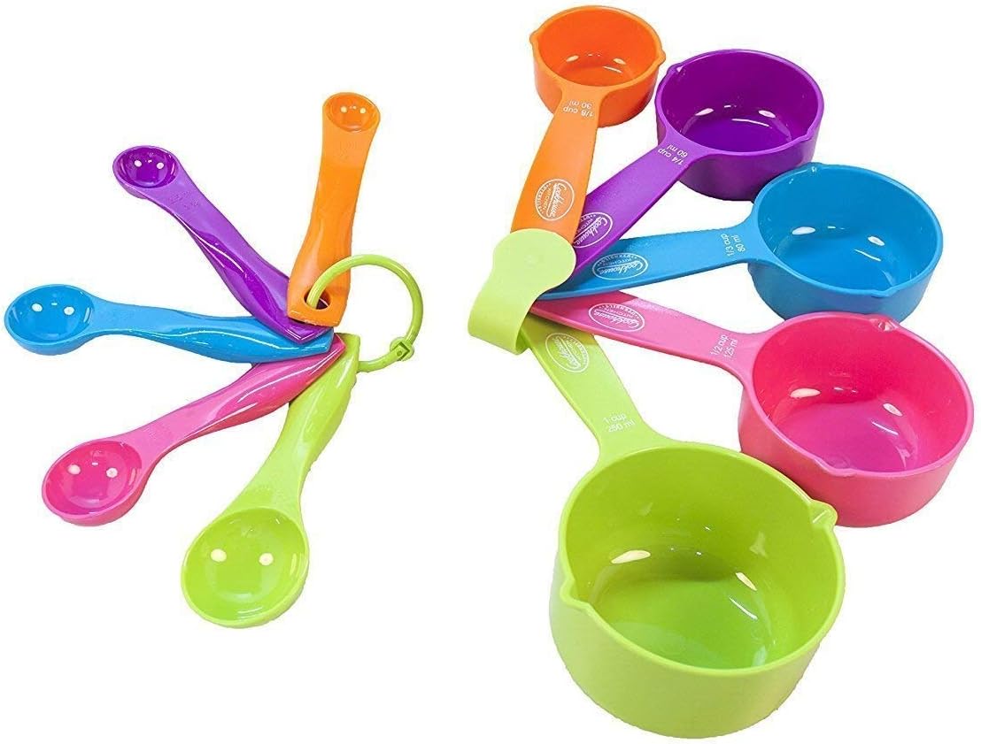 The NourisherKitchen Cooking and Baking Metric Measurement Cup Type Spoon (Multicolour) -Set of 10