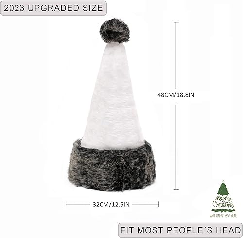 Miniatura 8 de infleesh Sombreros de Navidad de 18 pulgadas para adultos, gorro de Navidad esponjoso de Papá Noel para mujeres y hombres, vacaciones de Navidad,
