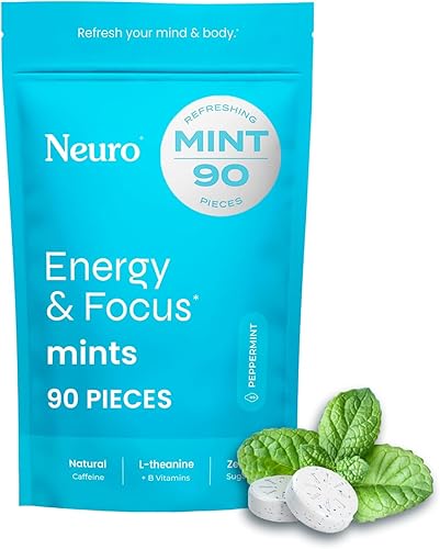 Miniatura 3 de Paquete Neuro Energy & Focus  Goma de mascar nootrópica de menta (90 unidades) + mentas (90 quilates), cafeína natural, L-teanina, B12 + B6, apoyo