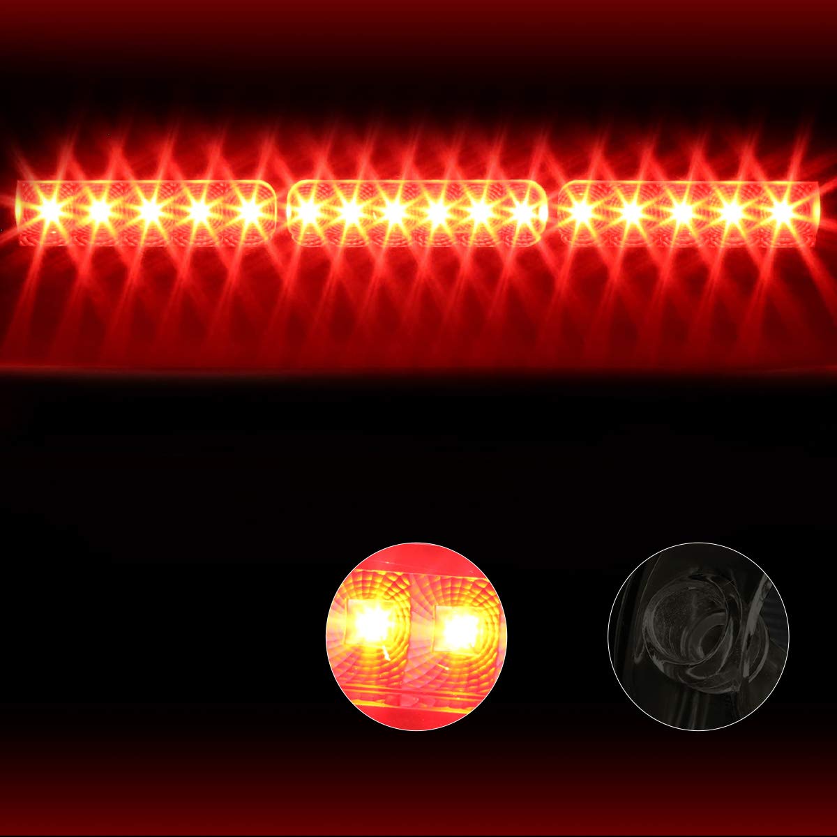 Compatible with Ford F-150 Heritage/F-250 97-04 LED Third 3RD Tail Brake Light Rear Stop Lamp Tinted