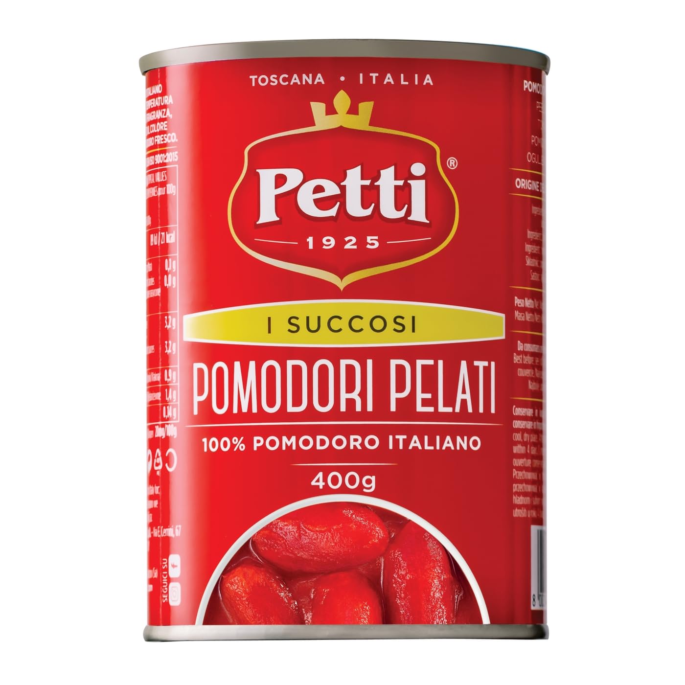 Petti I Succosi 100% Tuscan Italian Whole Peeled Plum Tomatoes, 14.11 oz ℮ 400 g