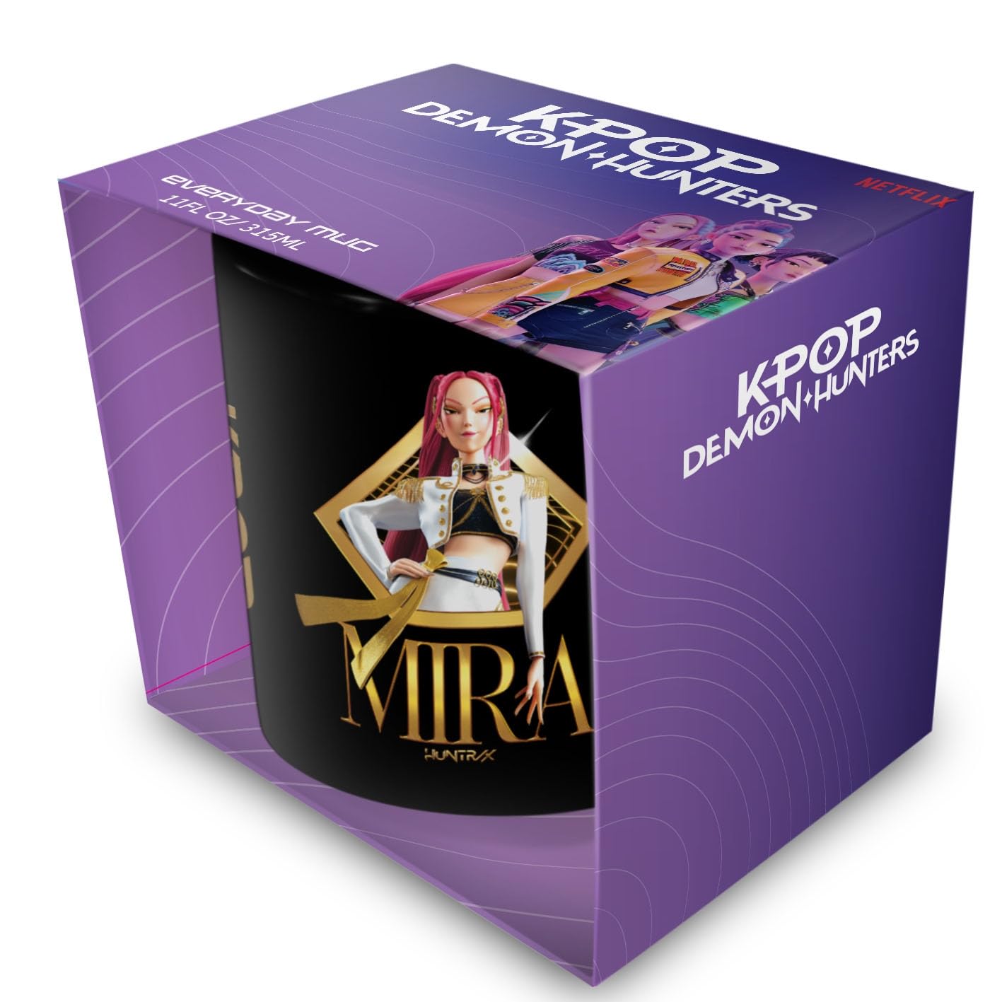K-Pop Demon Hunters (Golden Mira) Black Mug 315ml, Official Licensed K Pop Demon Hunters Mug, Ceramic Coffee Mug, Anime Drinkware, Tea Cup, Kitchen Desk Mug, Fan Gift Merchandise