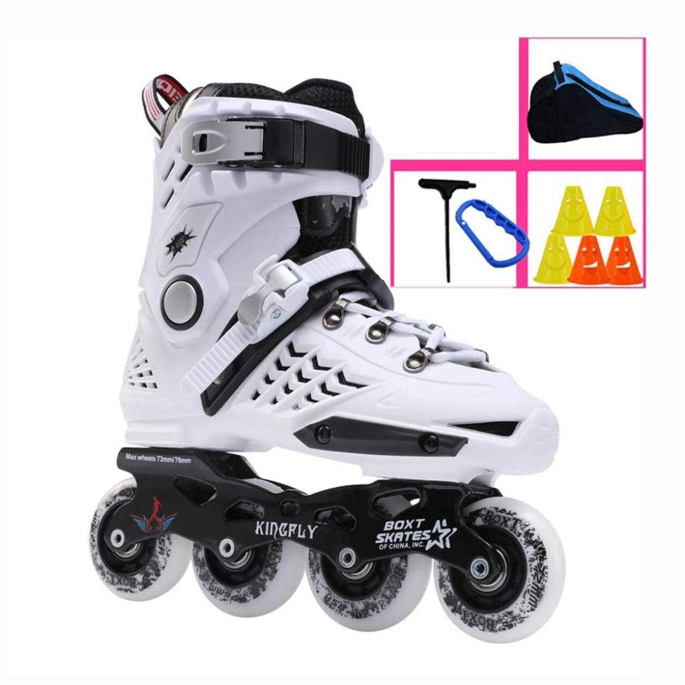 PIAOL Beginner Fitness Rollerblades Teen Inline Roller Skates, Adult Women Men Outdoor Inline Skates,White-37