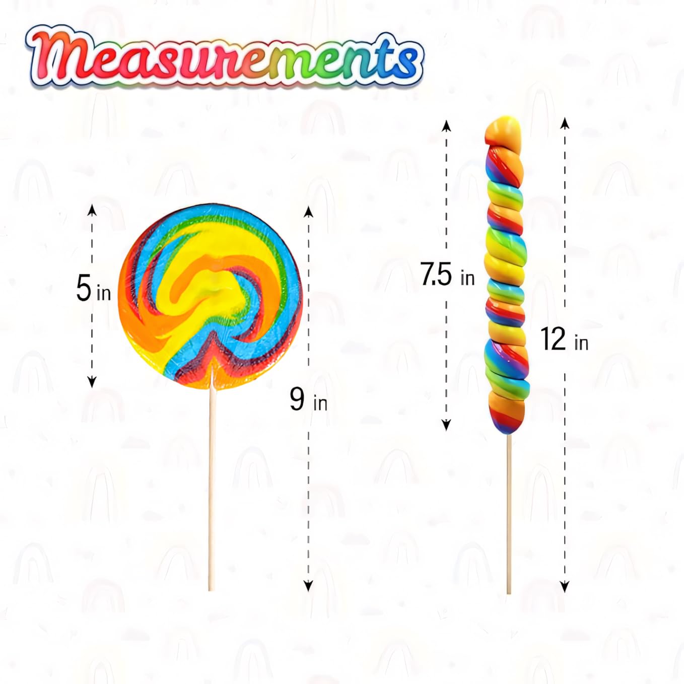 Jumbo Rainbow Swirl Lollipop Bundle, 6 Jumbo Swirls 5 inch Big, & 6 Jumbo Twisty Pops 12 inch Long– Individually Wrapped Great for Any Holliday Or Major Event,NEW & IMPROVED