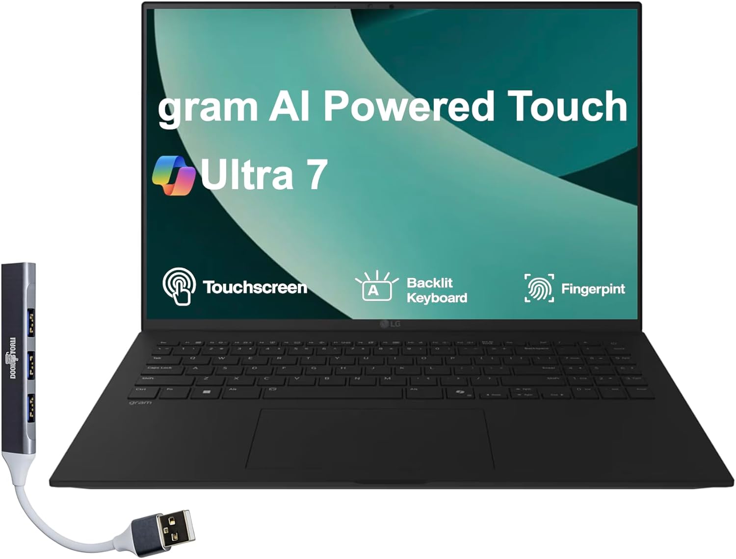 LG gram AI Powered Laptop 17.0" Touchscreen LCD WQXGA Display (Intel Ultra 7-258V, 32GB LPDDR5X, 2TB PCIe SSD, Intel Arc, Backlit KB, Fingerprint, 2 Thunderbolt 4, Win 11 Pro) w/DKZ USB Port Expander