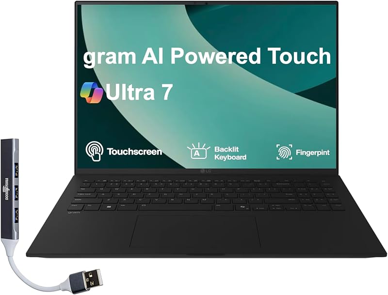 gram AI Powered Laptop 17.0" Touchscreen LCD WQXGA Display | (Intel Ultra 7-258V, 32GB LPDDR5X, 2TB PCIe SSD, Intel Arc, Backlit KB, Fingerprint, 2 Thunderbolt 4, Win 11 Pro) w/DKZ Hub
