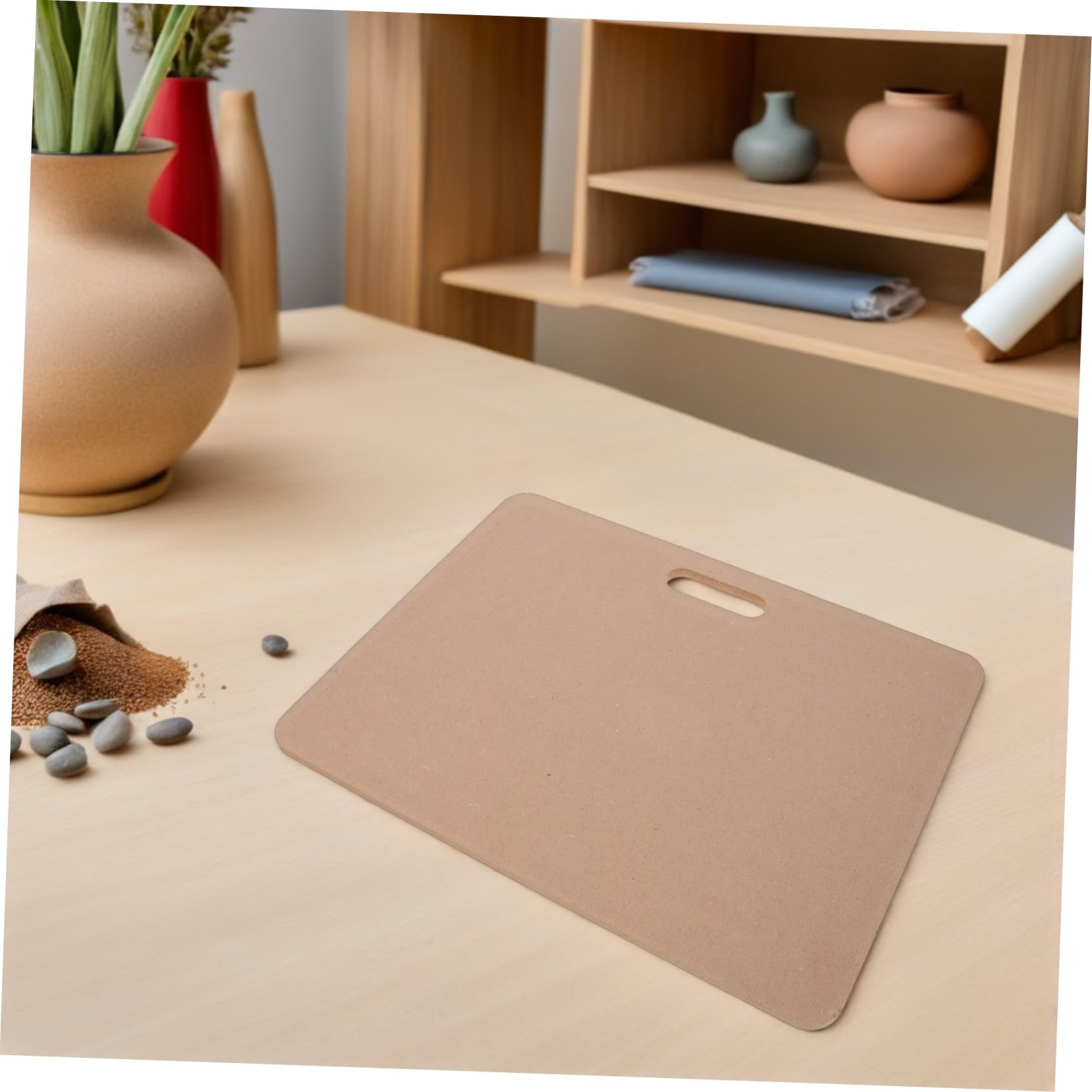 Homoyoyo Planche à Modeler Argile avec Poignée Surface Antiadhésive Bois Plateau de Séchage Réversible pour Poterie et Modelage Main