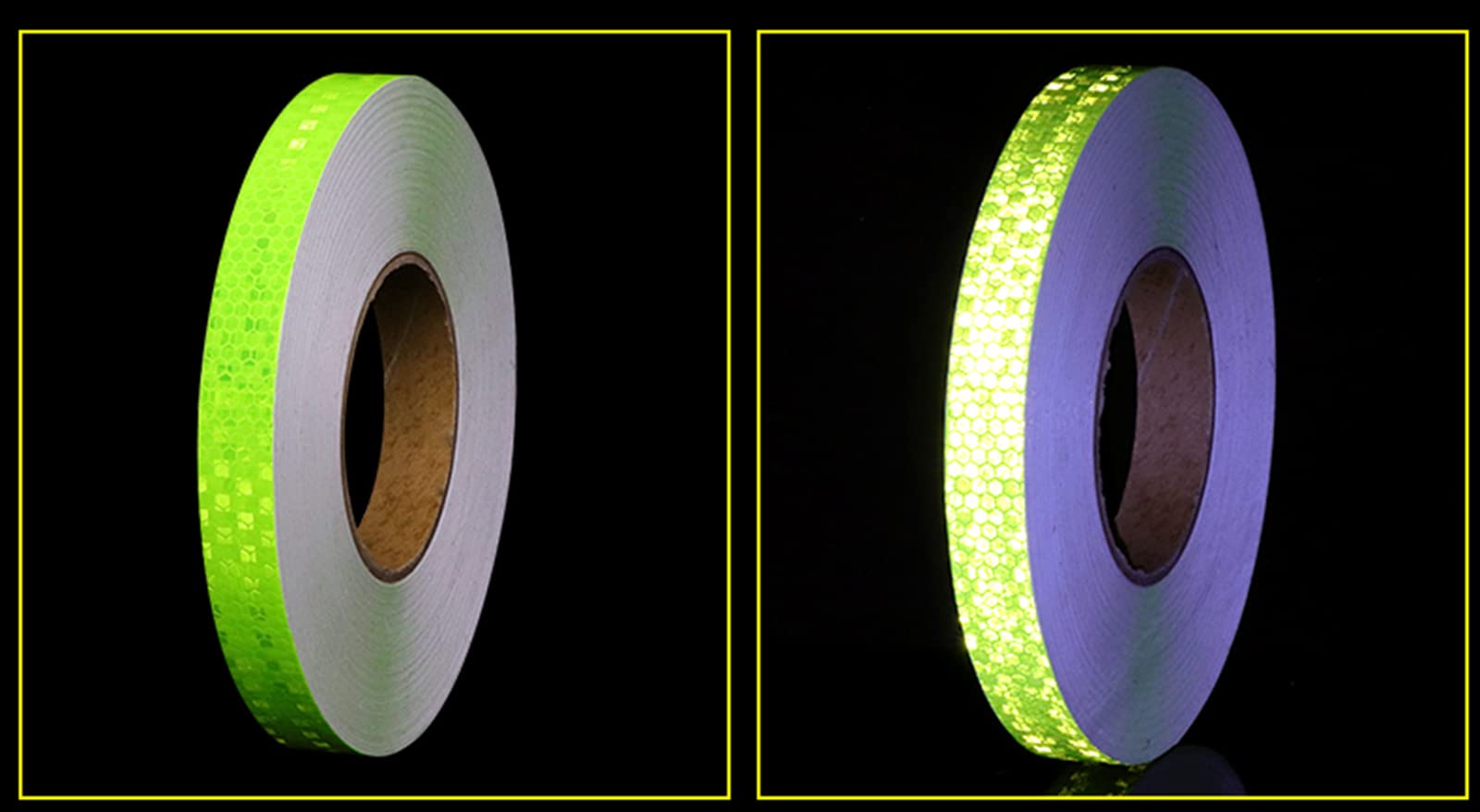 Cinta reflectante de alta visibilidad de 1.2 pulgadas x 164 pies, marca de seguridad verde fluorescente para vehículos, zonas de carretera, uso en interiores y exteriores, adhesivo duradero y