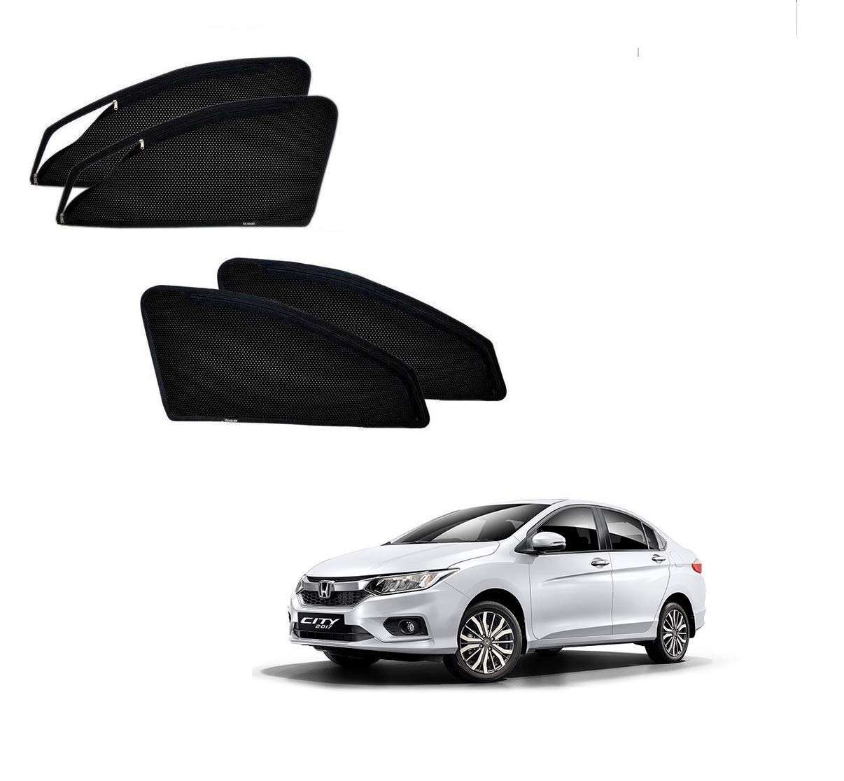 Kozdiko Zipper Magnetic Sun Shades Car Curtain Set of 4 Pcs for Honda City (2014-2019)-image-22