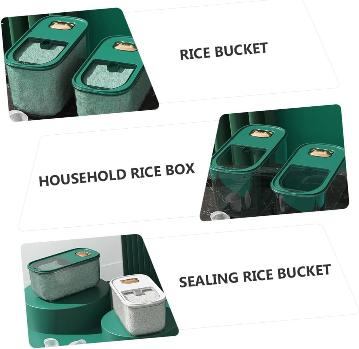 Airtight 10lb Plastic Rice Storage Bucket with Lid, Thickened Moisture- Grain Container for Household Kitchen Pantry