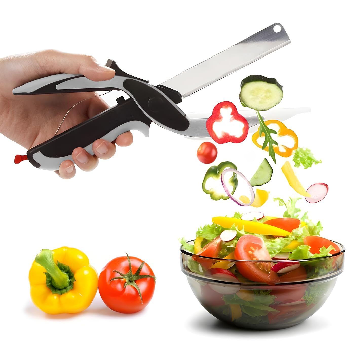 PRIME PICK Food Cutter Kitchen Scissors, Salad Chopper with Built-in Cutting Board Easy Cutting Multipurpose Stainless Steel Scissor Vegetable Slicer Fruit Cheeses BBQ Cutter Quick & Easy 2-in-1 Knife (B0CQ2M9MV1) Amazon Price History, Amazon Price Tracker
