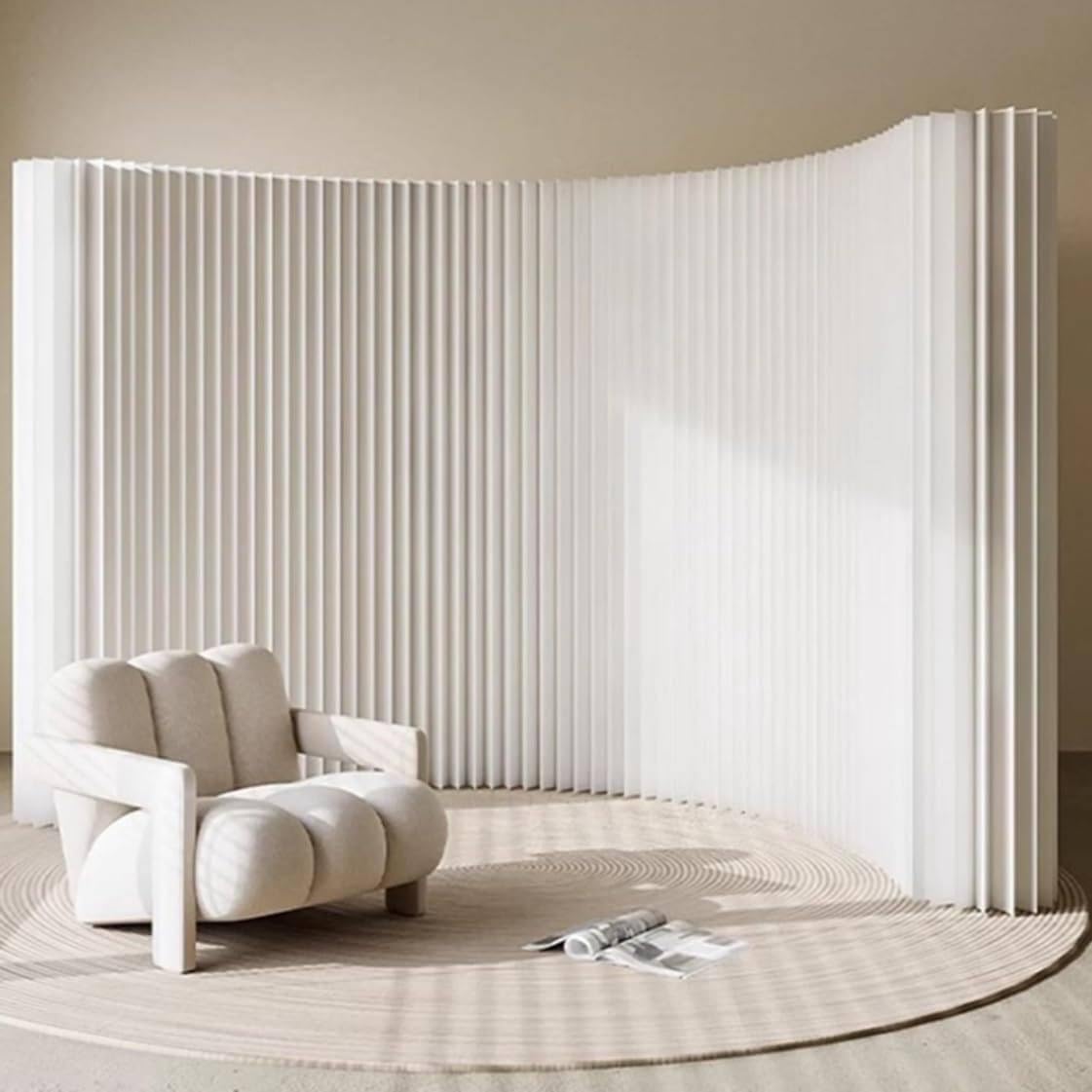 Modern Room Divider, Interior Privacy Screen, Folding and Retractable Room Divider, Freestanding Paper Wall Partition, for Bedrooms, Uffici, Balcony, 2x1.8m/6.5x6.91FT