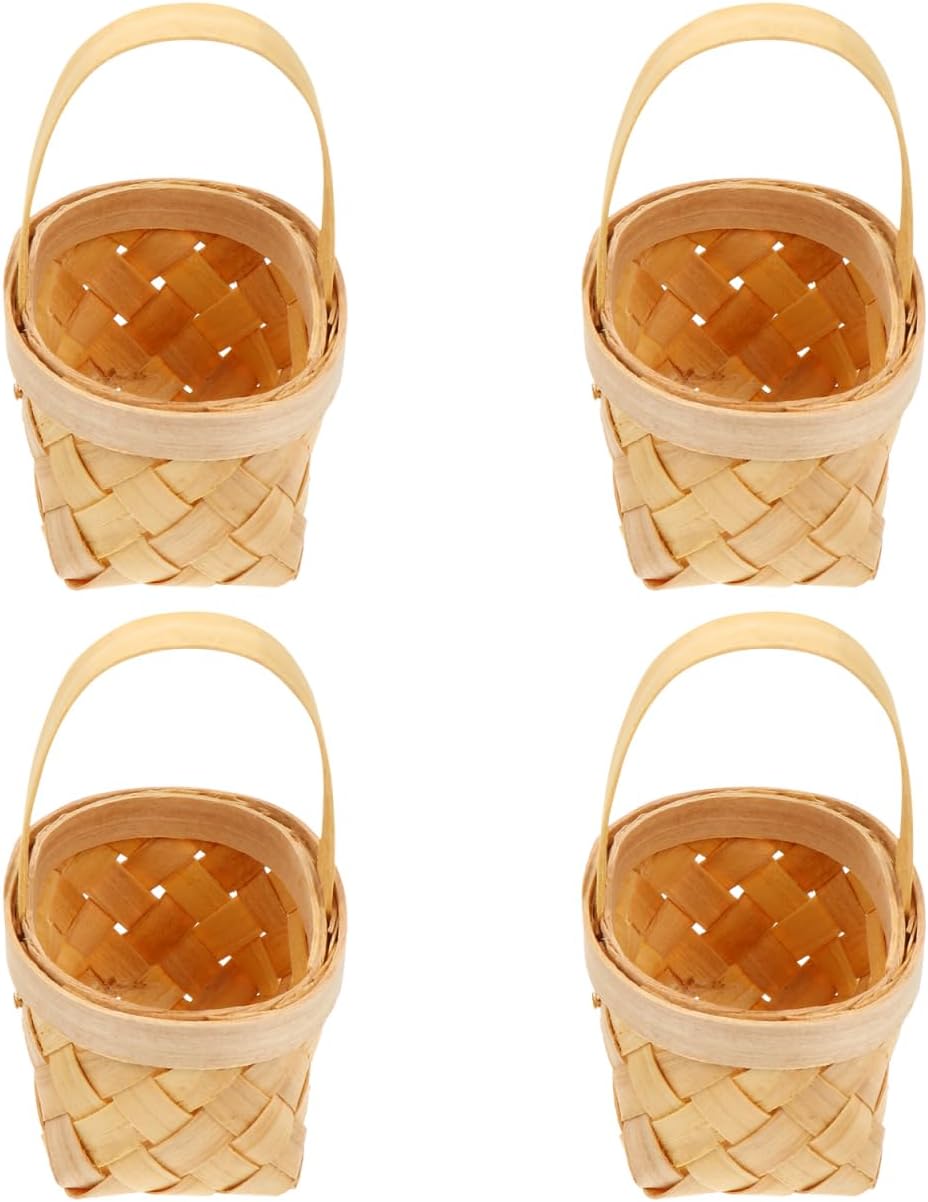 Amazon.com: Small Wicker Basket with Handle 4pcs Woven Storage Baskets ...