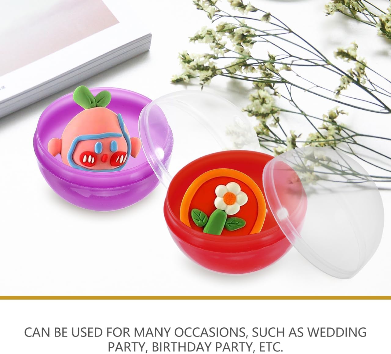 Healeved 50PCS Gumball Vending Machine Capsules Egg Shell Easter Candy Storage Box 1.1 Inch Empty Vending Machine Capsules Fillable Prize Balls Capsules