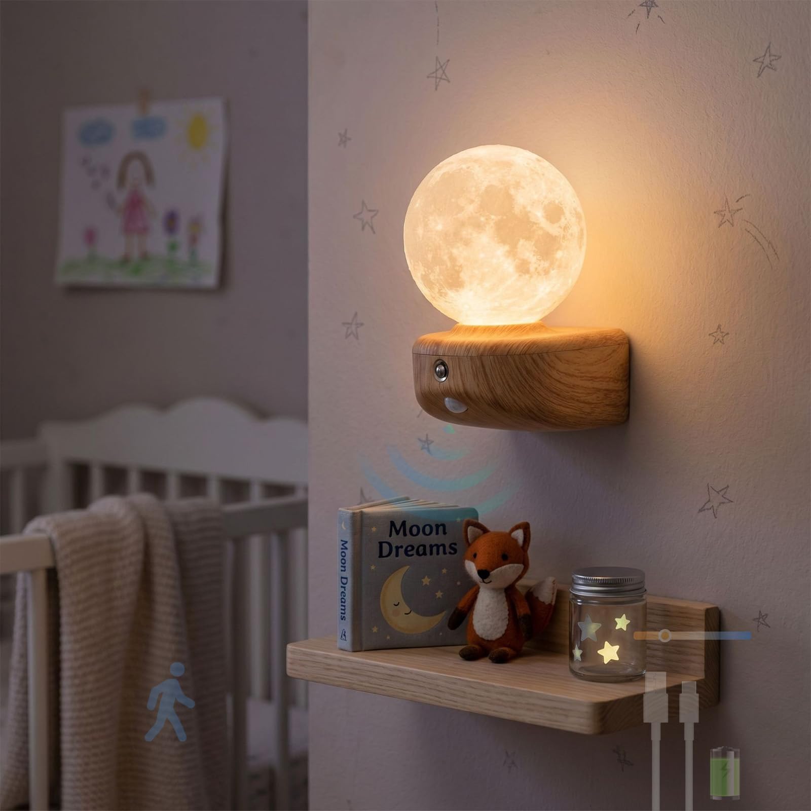 Lámpara de pared con sensor para pasillos y luz marrón claro 8