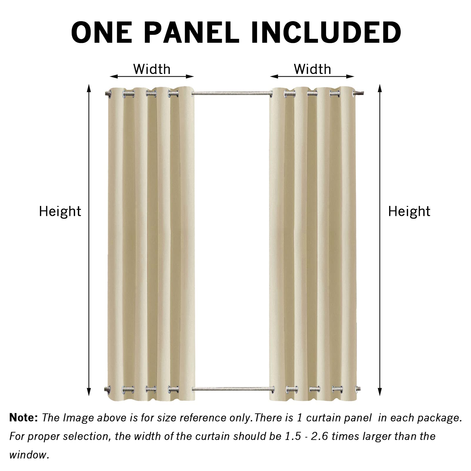 Aiyaoo Outdoor Vorhang Breit 295x215cm BxH (1 Stück), UV Schutz Wasserabweisend Blickdicht für Pavilion Balkon Garten Patio- Beige