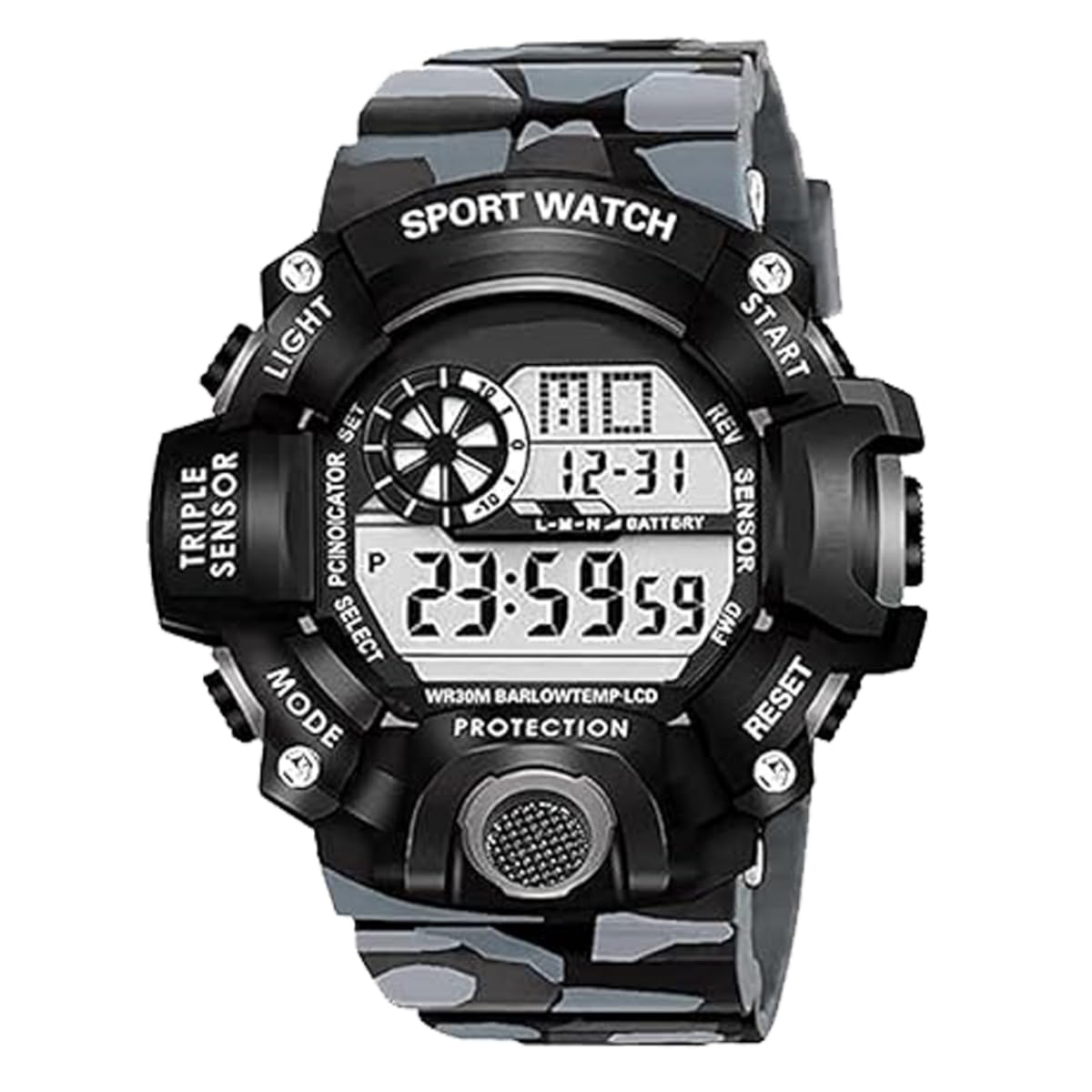 Lionmati Sports Digital Watch for Men Multi Function Digital Kids Watches 3 Stopwatch Alarm Calendar Cold Light Wrist Watches for Boys and Men Electronic Watch for Kids (Grey) (B0CZM6GRMM) Amazon Price History, Amazon Price Tracker