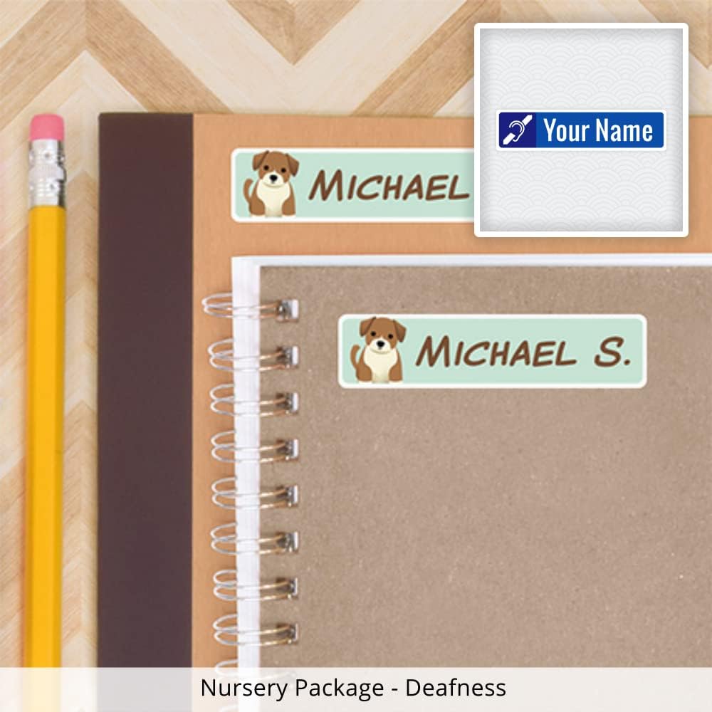 Nursery Package, 75 Durable Personalized Name Labels & Tags (Deafness)