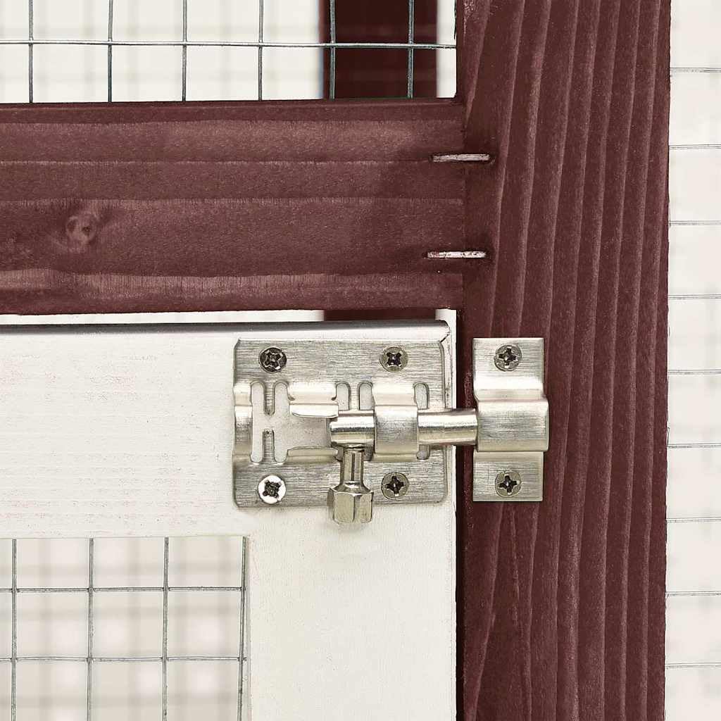 Conigliera Moca e Bianco 140x63x120 cm Legno Massello di Abete