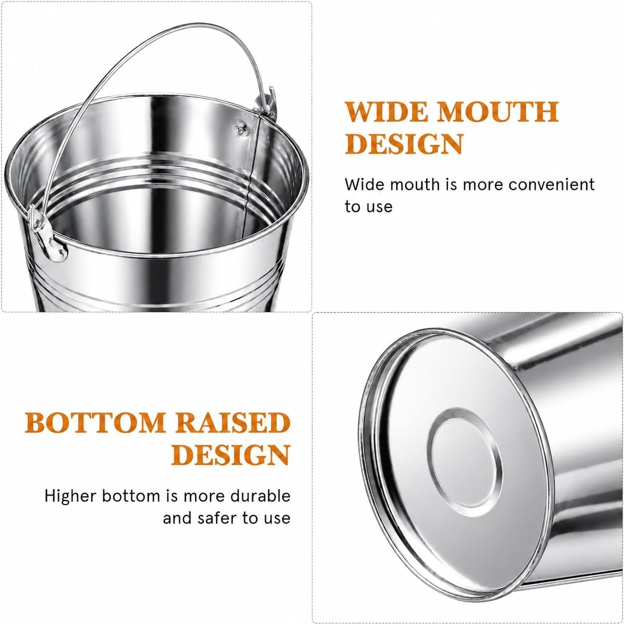 Mini secchio di metallo in acciaio inox piccolo secchio con manico,
