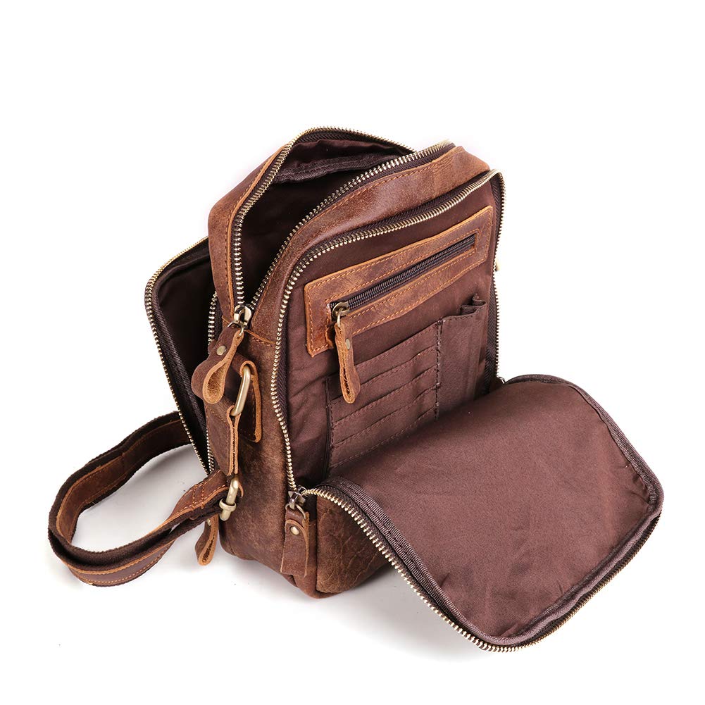 BAIGIO Sac à Bandoulière pour Homme en Cuir véritable, Petit Sacoche Bandoulière, Sac Croisé Vintage, Sacoche Cuir Homme pour Travail, Voyage, Vie Quotidienne