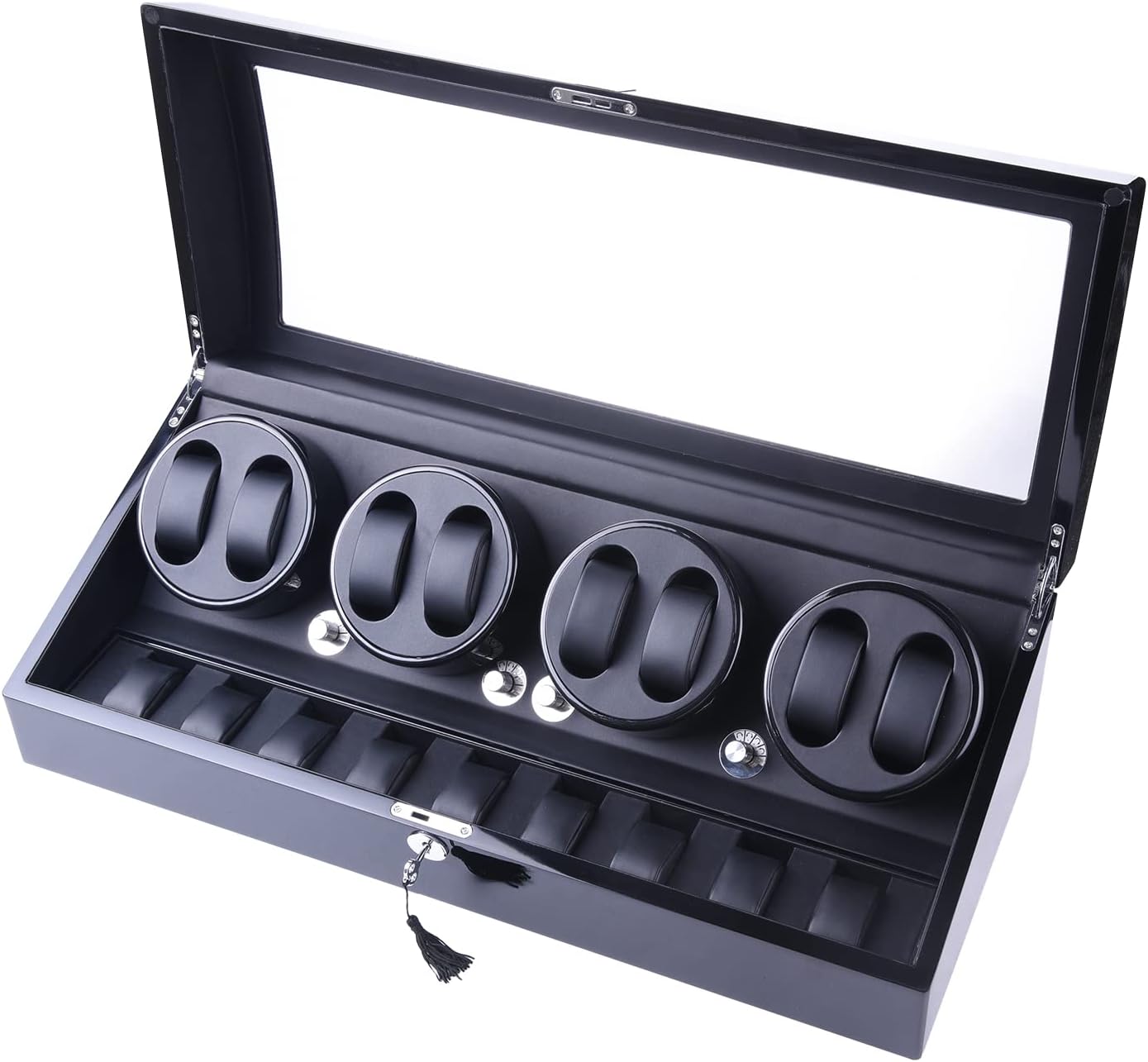 XTELARY Automatischer Uhrenbeweger für 8 Uhren mit 9 flexiblen Aufbewahrungsfächern, Uhrenbeweger mechanisch, automatisch, Classic Watch Winder