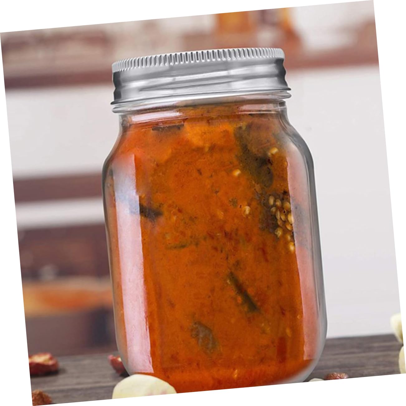 Gatuida 6pezzi Barattolo Di Vetro Bocca Larga Con Coperchio Ermetico Barattolo Per Conserve Di Frutta Riutilizzabile Per Conservazione Dei Alimenti Di Vetro Per Insalate e Marmellate