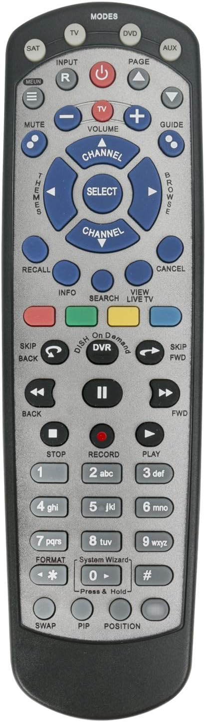 Replace Universal IR Remote Control fit for Dish 20.1 Network Dish-Network Satellite Receiver Device Code SAT TV DVD models VIP 622 722 222 522 625 942 201 211 301 311 322 351 1000 2200 2700 2800 2900
