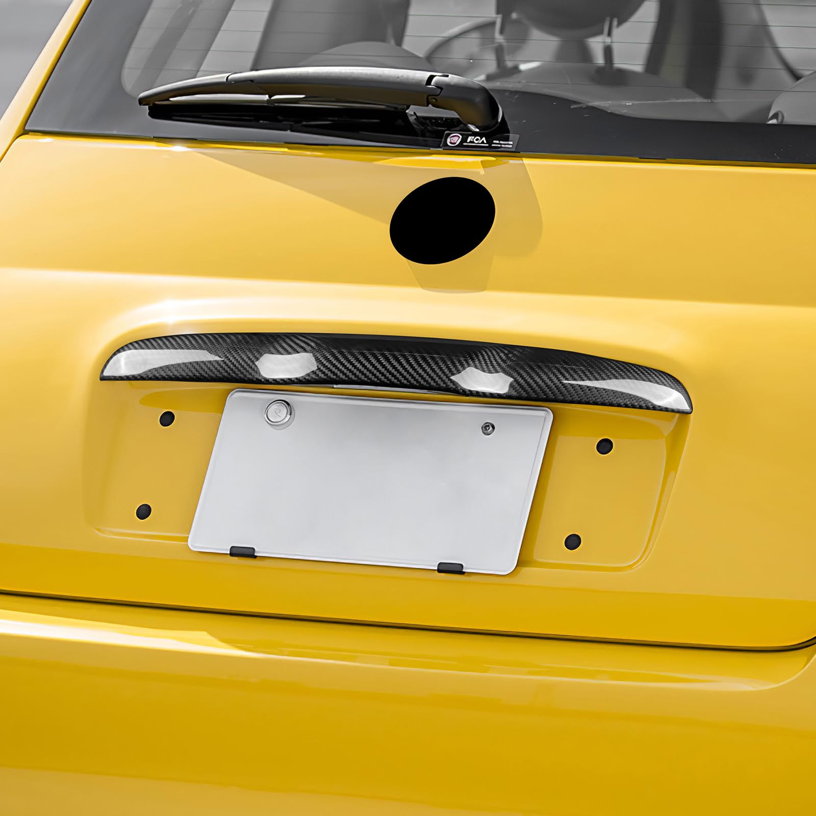 KUNGKIC Per FIAT 500 Abarth 595/595C/695 Interruttore bagagliaio auto copertura trim decorativa adesivo fibra di carbonio trim accessorio esterno, regalo, nero