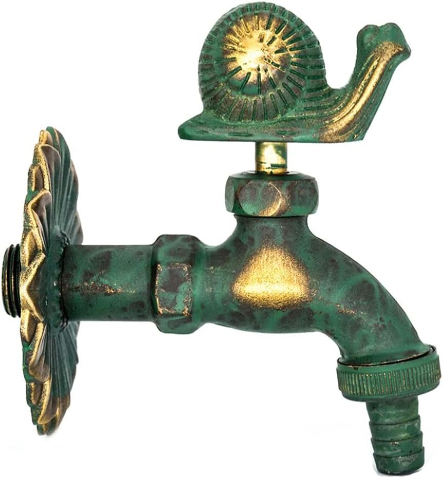 Outdoor Faucet Decorative Solid Brass Green Snail Garden Faucet Animal Level Shape Washing Machine Faucet Coutryard Wall Mount