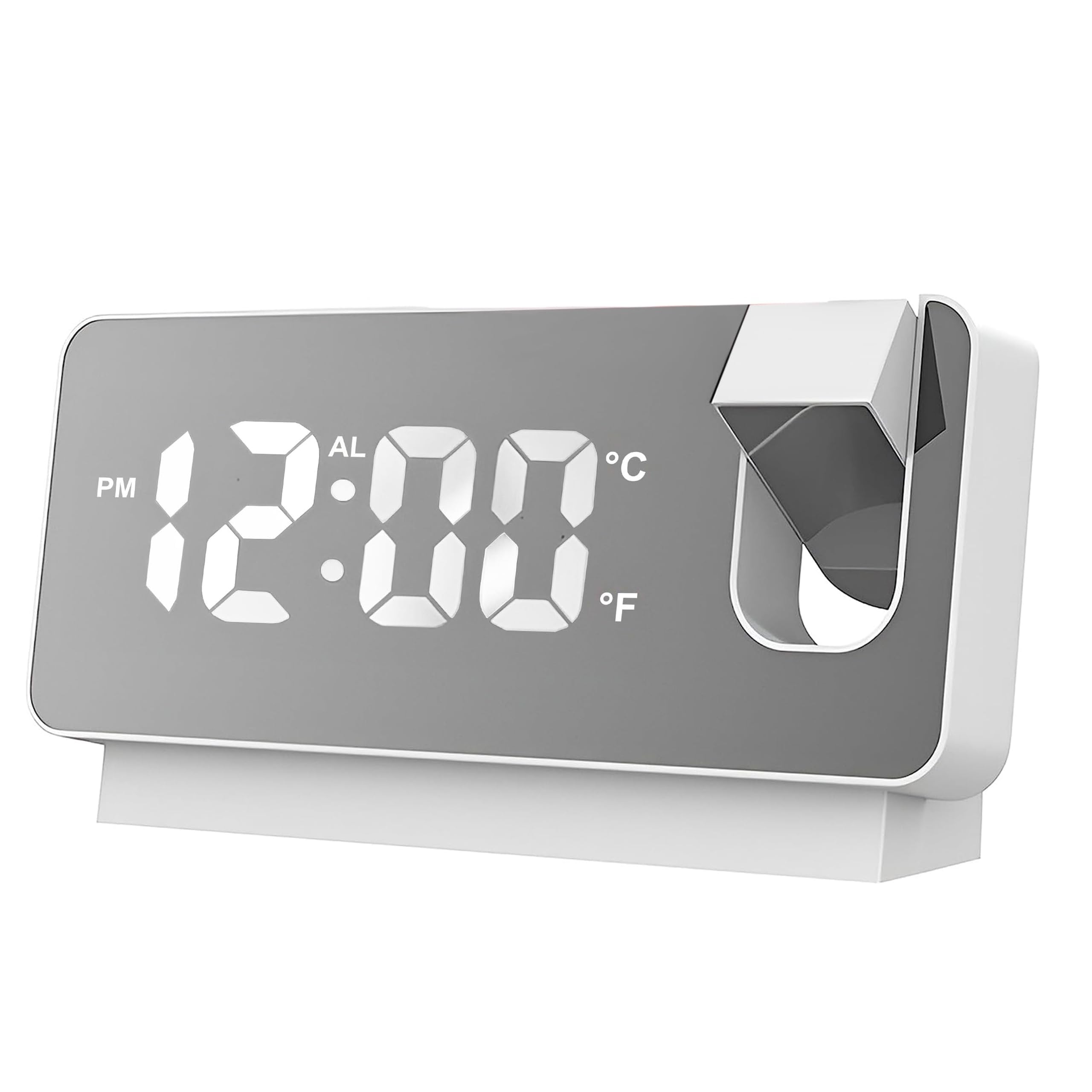 ToshionicsLarge LED Display Digital Wall Clock with Temperature, Date, Week - Adjustable Brightness, Night Mode, Memory Function Stylish Clock Modern Home/Office Decor (Projection Clock (White))
