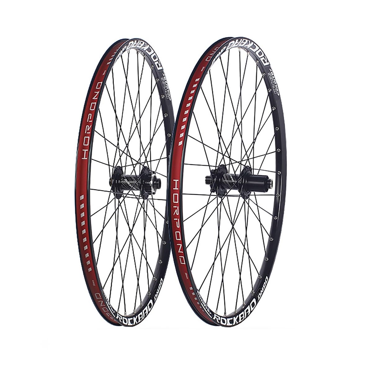 ZXGSXIOU 24in/26in/27.5in/29in Mountain Bike Wheelset Alu Alloy Double Layer Rims Thru-Axle Front And Rear Wheels 32H Disc Brake Hubs For 7-11 Speed Cassette(Svart,24'')