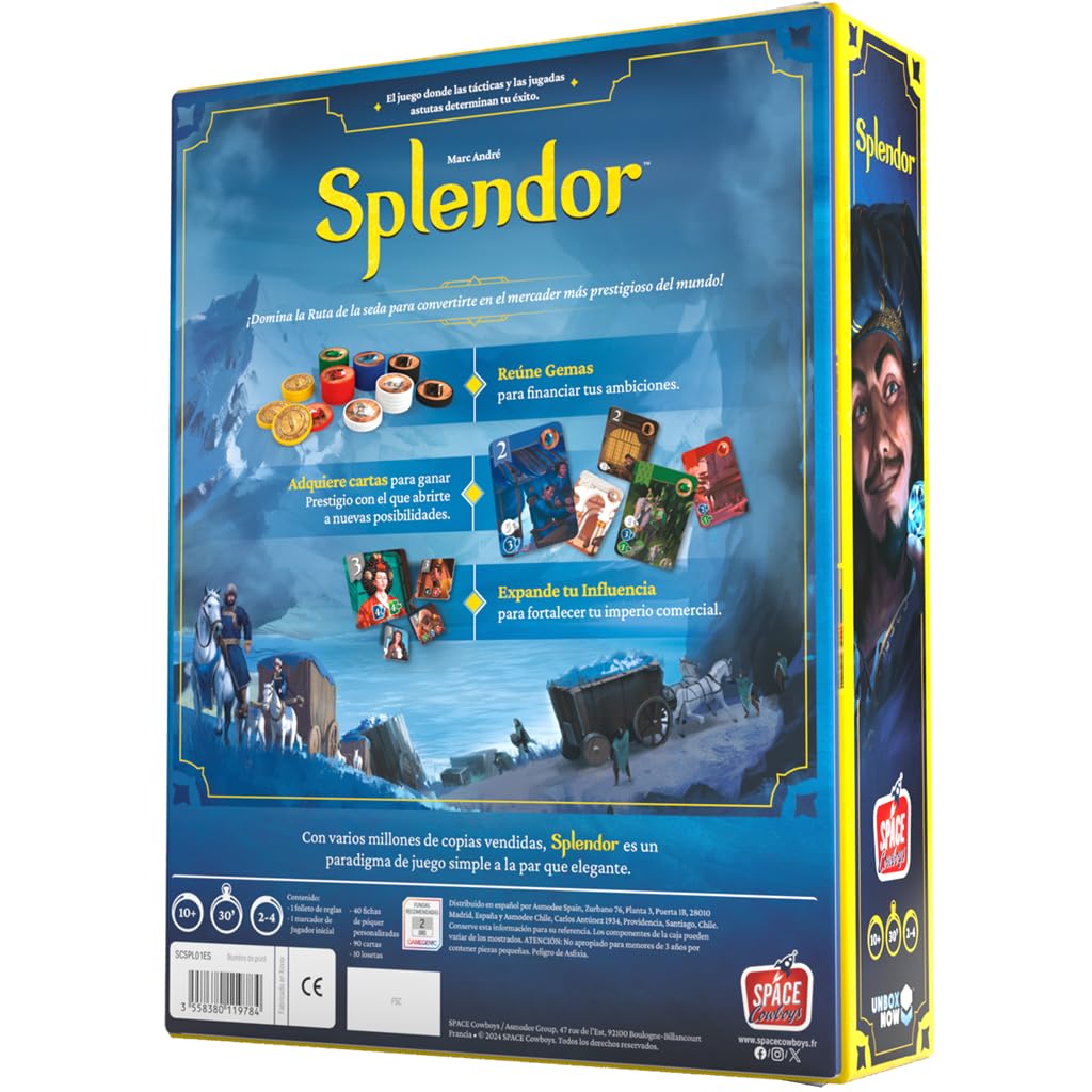 Asmodee Splendor Nueva Edición, Juego de Mesa de Estrategia y Colección de Gemas, Conviértete en un Maestro del Gremio de Mercaderes, A Partir de 10 Años, De 2 a 4 Jugadores, 30 Minutos, Español