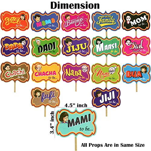 Image of Rozi Decoration Family Photobooth Props Set of 18 Sticks for The Baby Shower & Family Relationship, Pre-Wedding Photographic Props, Haldi Mehndi Wedding Decorations Pack of 1