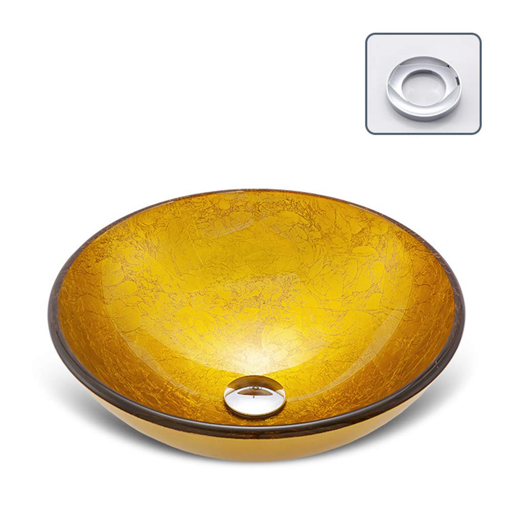 WOTZOV Artistic Tempered Glass Water Glass Vessel Bathroom Sink Bathroom Sink And Faucet Combo,A,A (Single Basin)