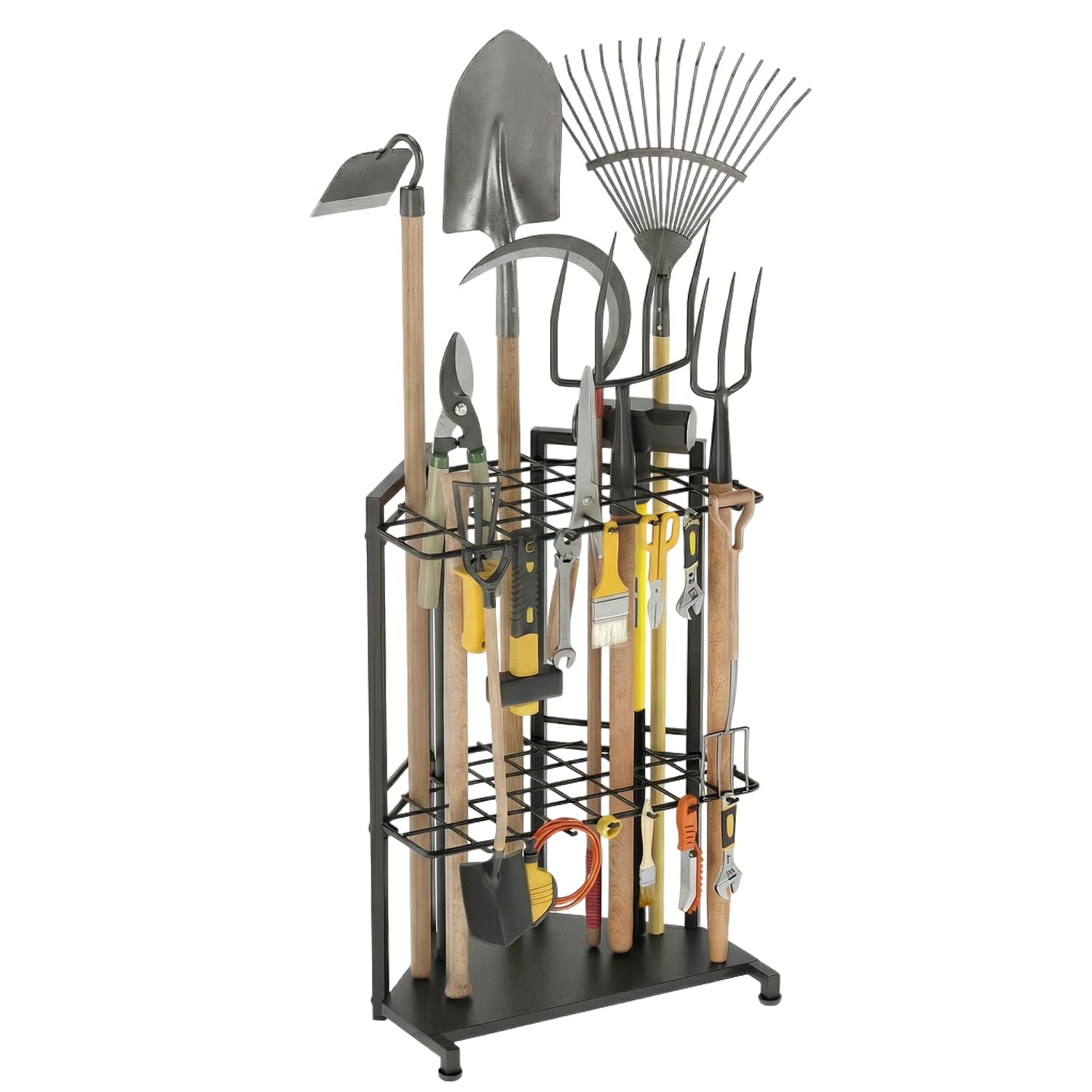 Organisateur d'outils de jardin avec crochets, étagère de rangement, rangement d'outils de jardin pour garage, abri de jardin, cour