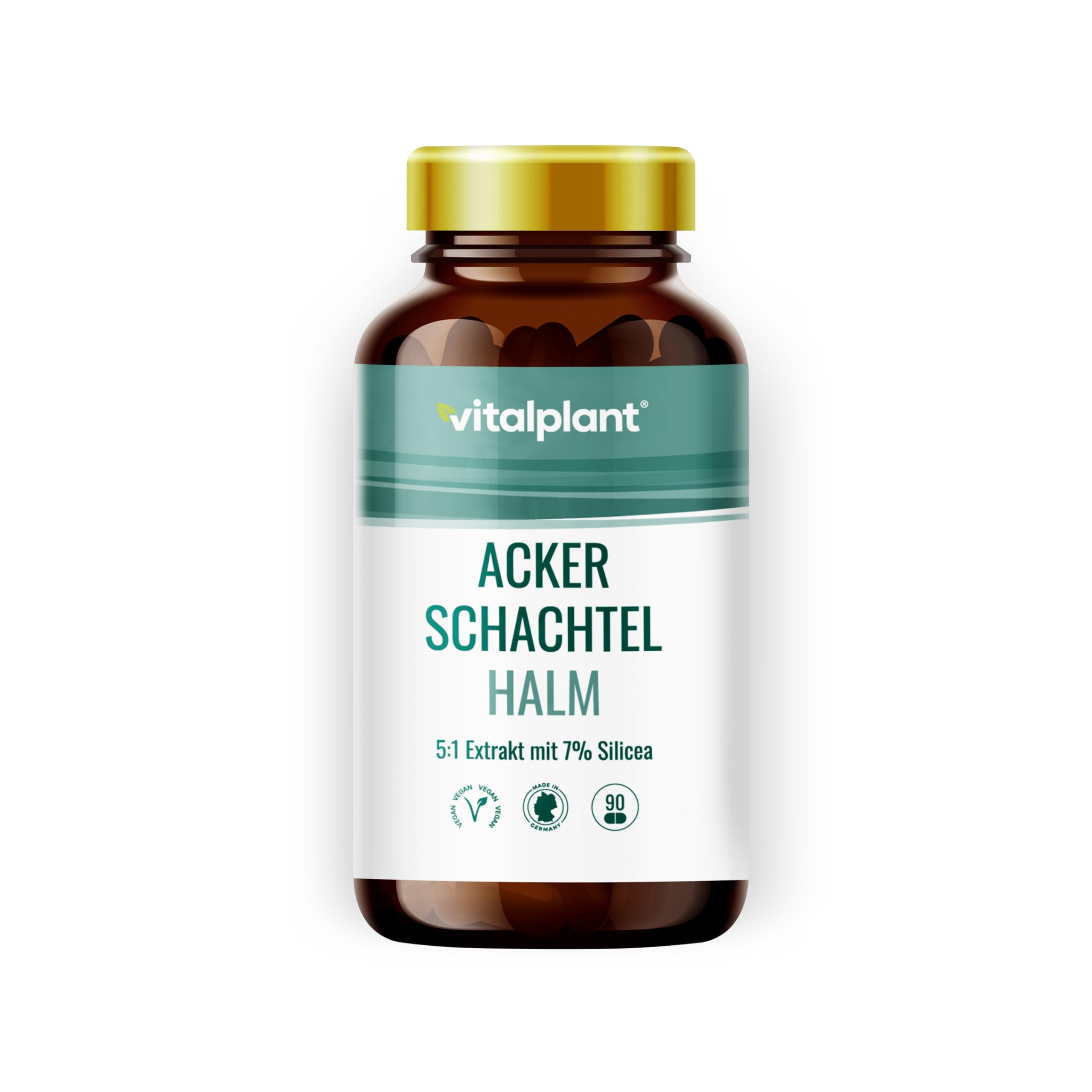 Vitalplant® Ackerschachtelhalm Extrakt 500mg im Braunglas - 120 Kapseln Hochdosiertes Schachtelhalm Extrakt (5:1) mit organischem Silizium - Vegan
