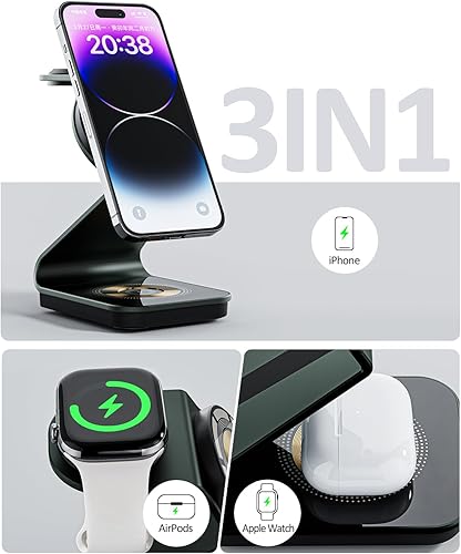Miniatura 6 de Estación de carga inalámbrica para teléfono celular 3 en 1, soporte magnético inalámbrico de carga rápida para iPhone 1615141312Apple WatchAirPods
