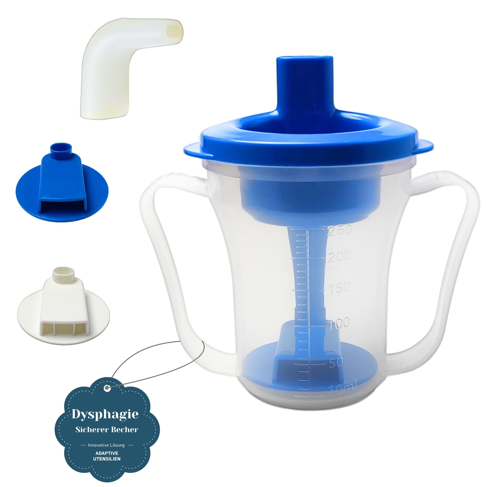 Dysphagie-Trinkbecher für Erwachsene – Medizinischer Trinkbecher mit regulierbarer Trinkmenge (5ml/10ml) – Sicheres Trinken im Sitzen oder Liegen – Ideal bei Dysphagie, Parkinson