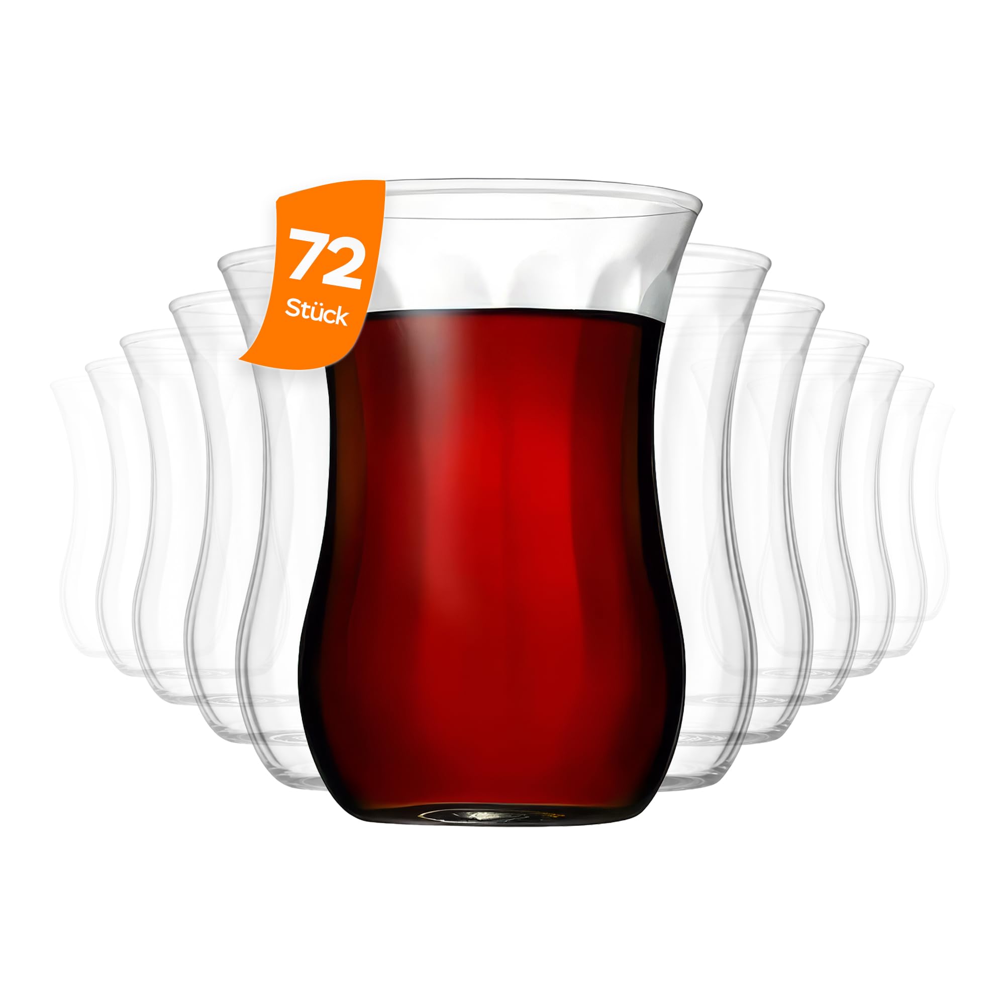 NORDIC SCHILLER Teegläser Set 120cc, (72 Teeglaser) Türkisches Teeglas, Glatt oder Strukturiert, Hitzebeständig, Authentisch, Hochwertiges Glas für Tee & Getränke