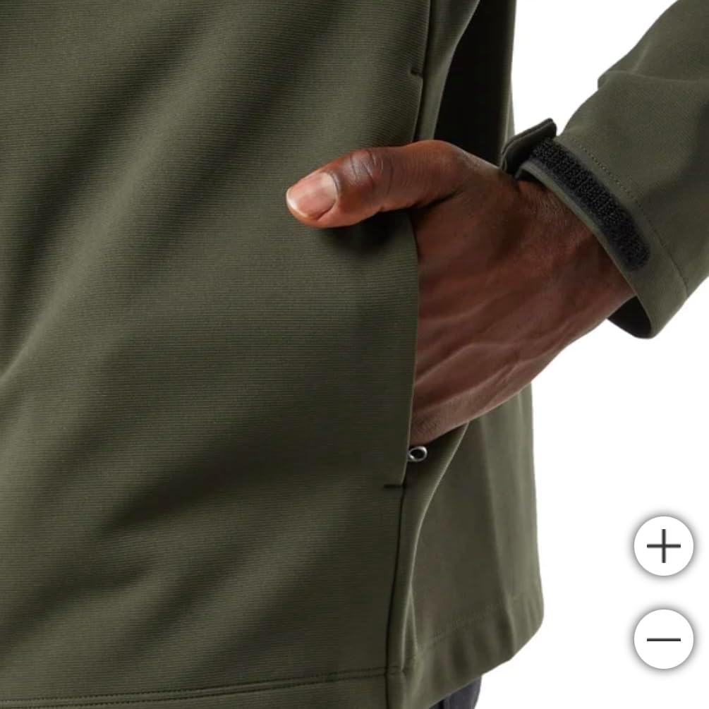 32 Degrees Men's Full Zip Jacket – Regular Fit, Outdoor Casual, Adjustable Cuffs, Stand Collar, Brushed Interior, Active Zip Coat (Green, L)