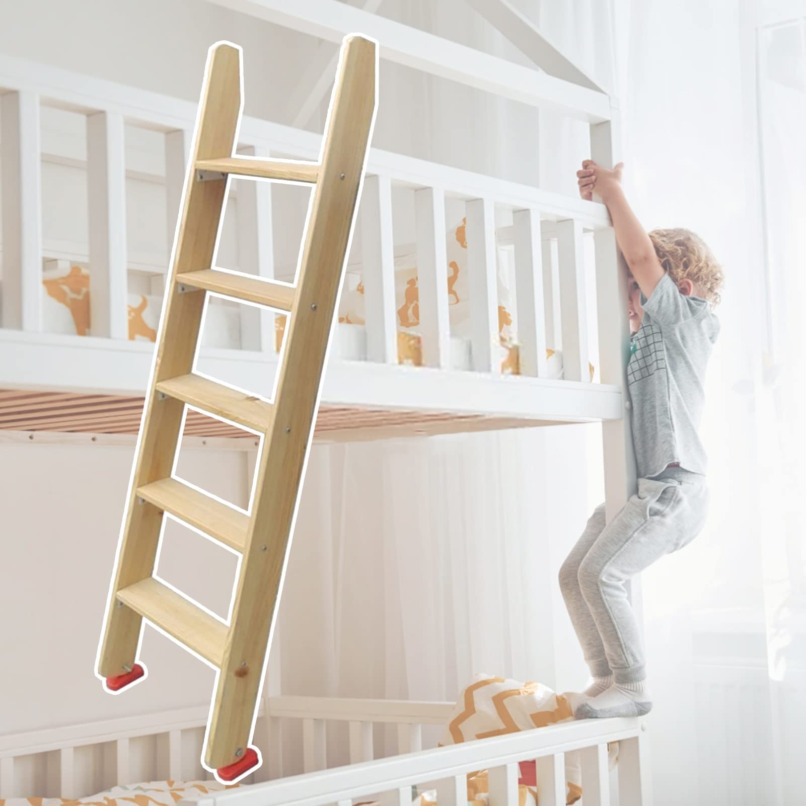 Escalera para litera de 5 escalones universal de 150 cm y 330 libras para ático y caravanas