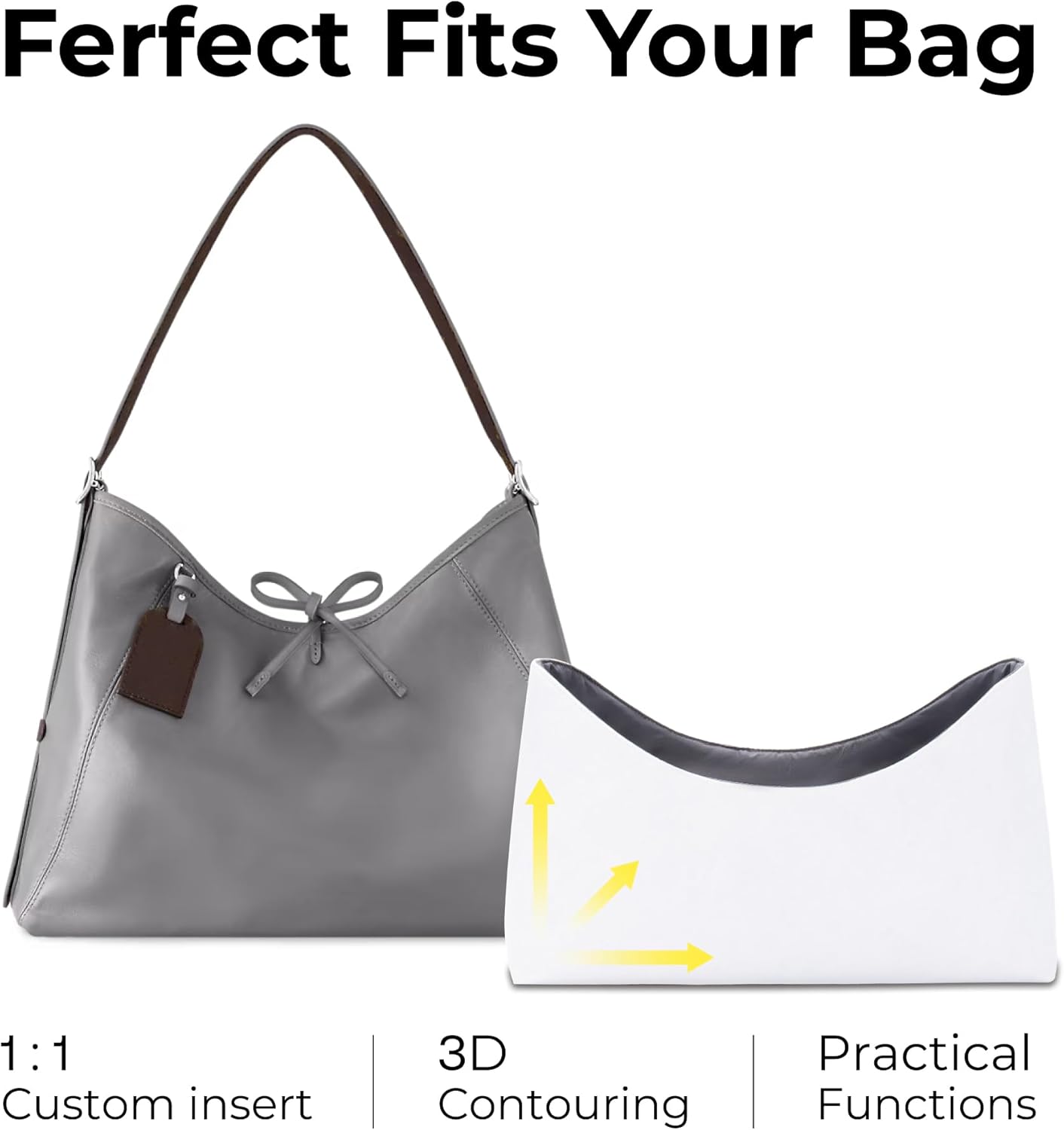 Bag Organizer Insert for LV CarryAll Dark Vibe MM Handbag, Custom Fit Inside Premium Lightweight WaterResistant Purse Insert with Cup Holder Accessories(Slate Gray)