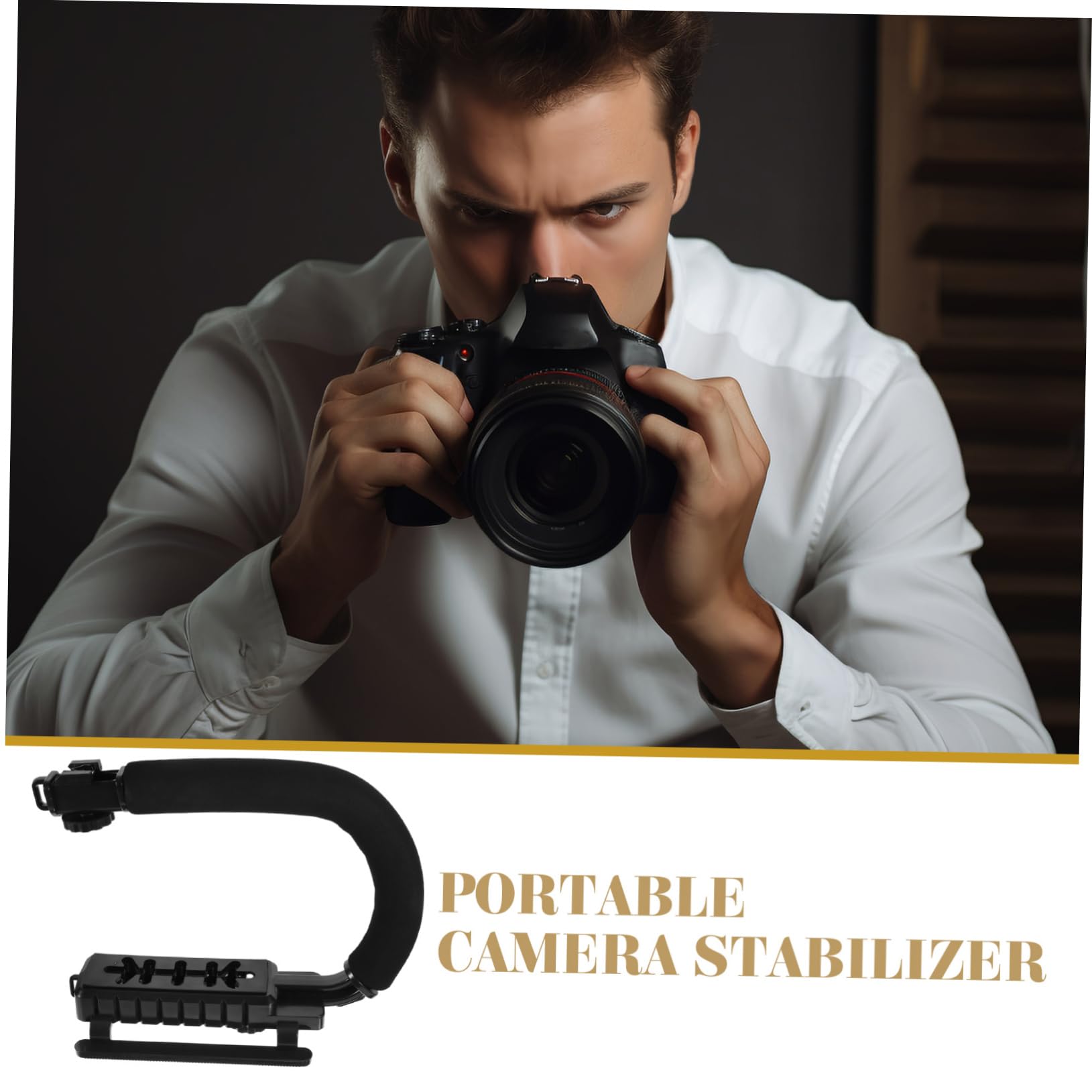 Stabilizzatore Camera Portatile U a Mano per Dslr Nero