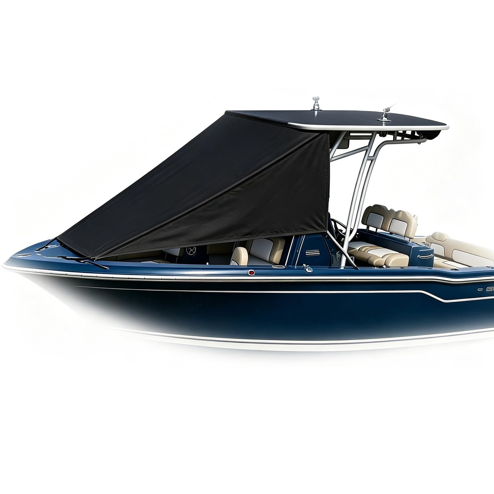 Adjustable T-Top Boat Bimini Top Shade Cover, Waterproof UV Protection Canopy, 7 Colors Optional, Universal Replacement Awning for Most Center Console Boats(Black,275x305cm)