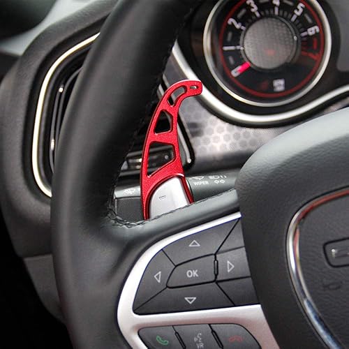 Paleta de cambio extendida de aluminio plateado para Dodge Charger 2015Chrysler 300 2015-2021 rojo con agujero