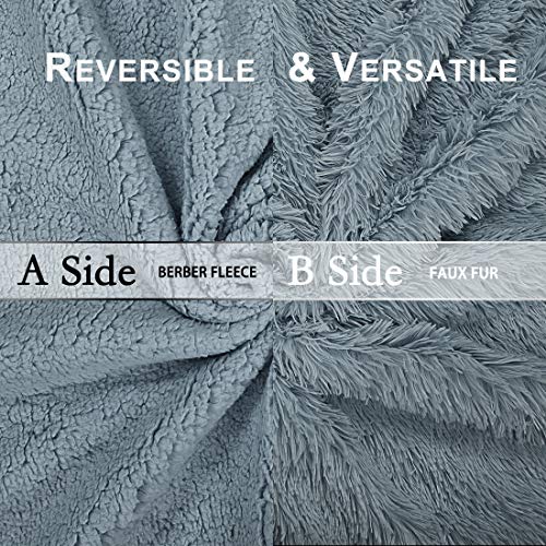 Piccocasa Shaggy Faux Fur Blanket - Soft Warm Reversible Solid Sherpa Reverse Throw Blanket For Sofa, Couch And Bed - Luxury Plush Fluffy Fleece Blankets As Gifts (50X60 Inch, Pale Gray) #TOP6