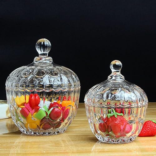 Miniatura 7 de Tarros de almacenamiento de vidrio transparente, tarros de corona de cristal con tapa de cristal, para galletas, galletas, azúcar, contenedores